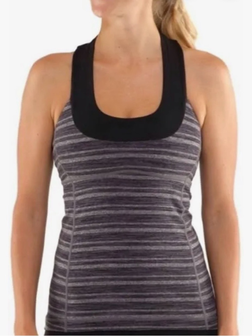 Lululemon Striped Gray Racerback Tank Top
